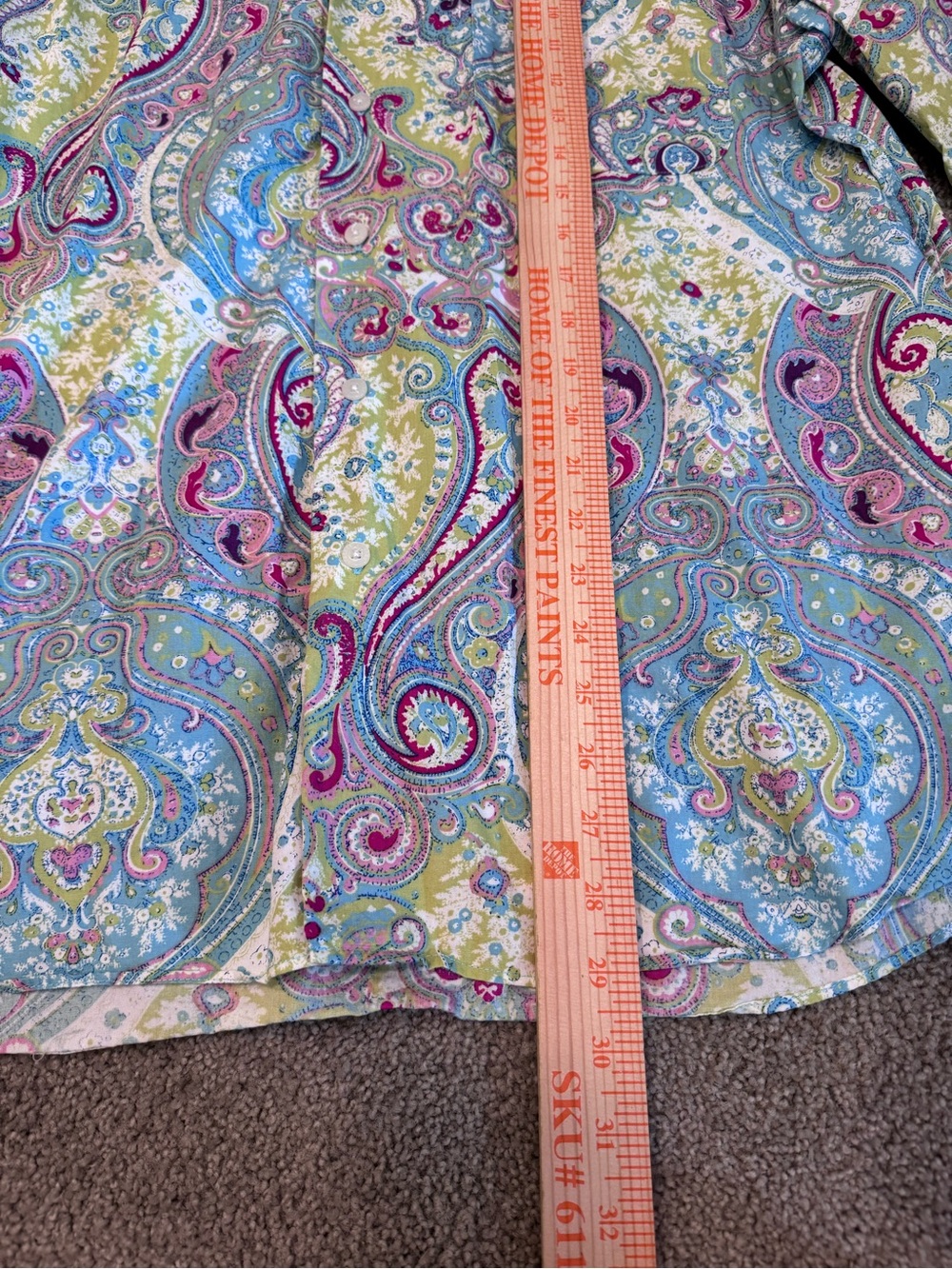 Alan Flusser Men's Sz Large Button Down Paisley Pastel Multicolor Shirt - Picture 6 of 8